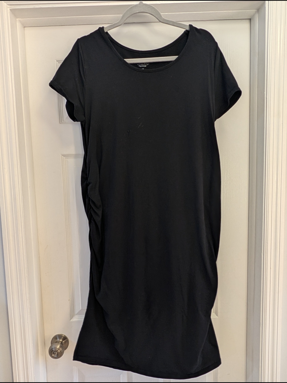 Isabel Maternity Ruched Short Sleeve Bodycon T-Shirt Dress Black XXL